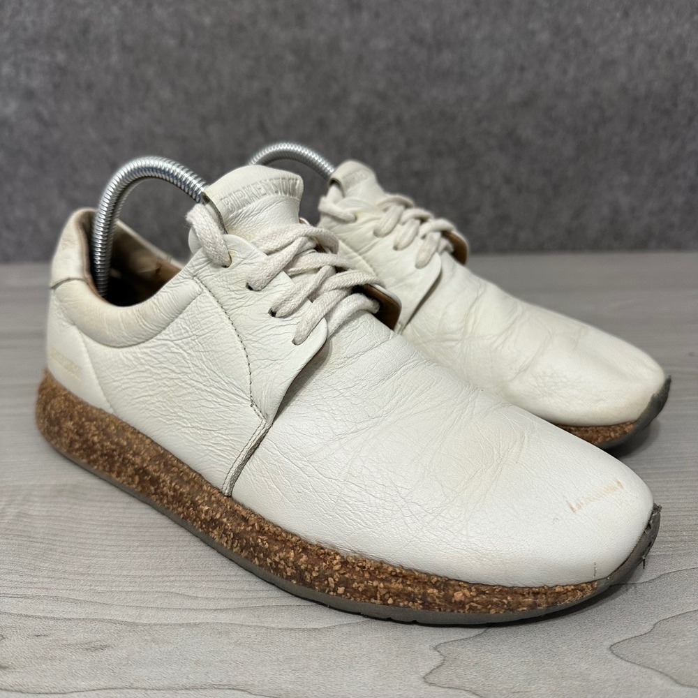 Birkenstock Wrigley Womens 40 US 9-9.5 White Leather Lace Cork Sole Shoes